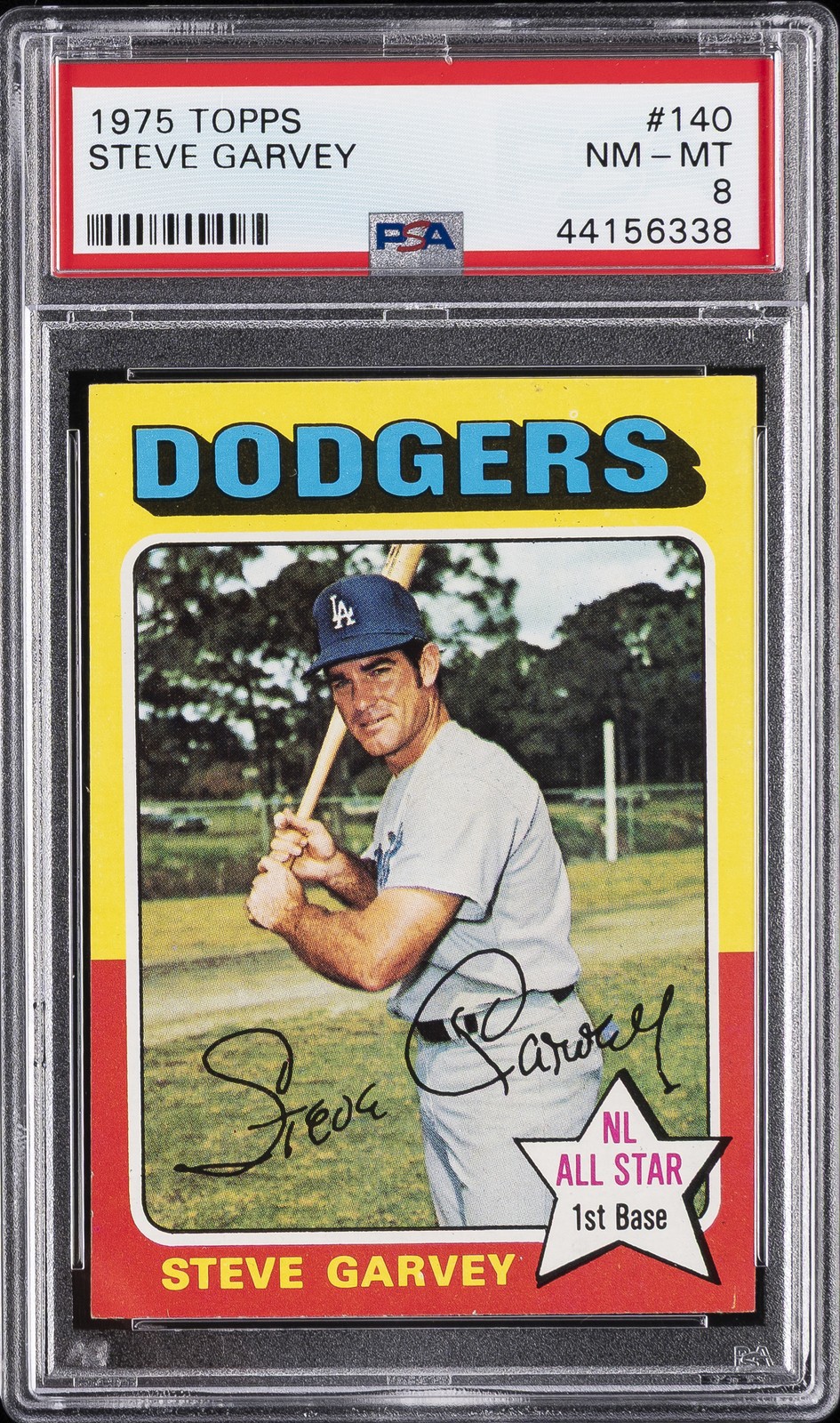 1975 TOPPS #140 STEVE GARVEY PSA 8