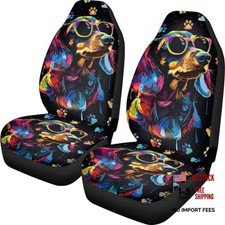 Poceacles 2 Pieces Car Seat Covers Automotive Front Dachshund Dog Paw Colorful