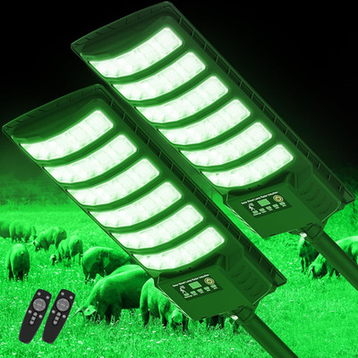 Solar Powered Feeder Lights for Night Hunting - 2 Pack, 18000LM Green