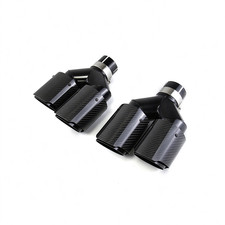 2dual For Bmw 63mm In 89mm Out Car Carbon Fiber Exhaust Twin End Tips Tail Pipe