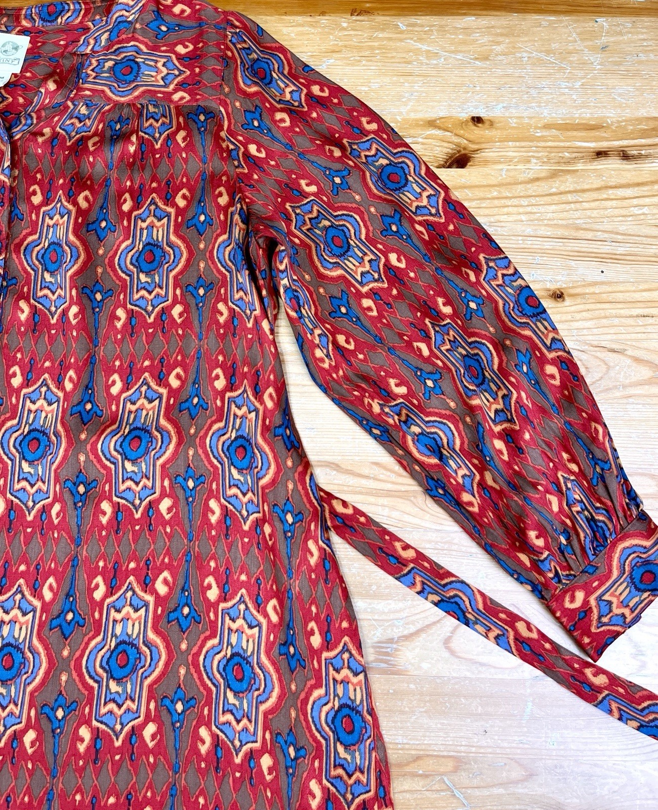 TINY Dress Medium Red Aztec Print Anthropologie R… - image 9