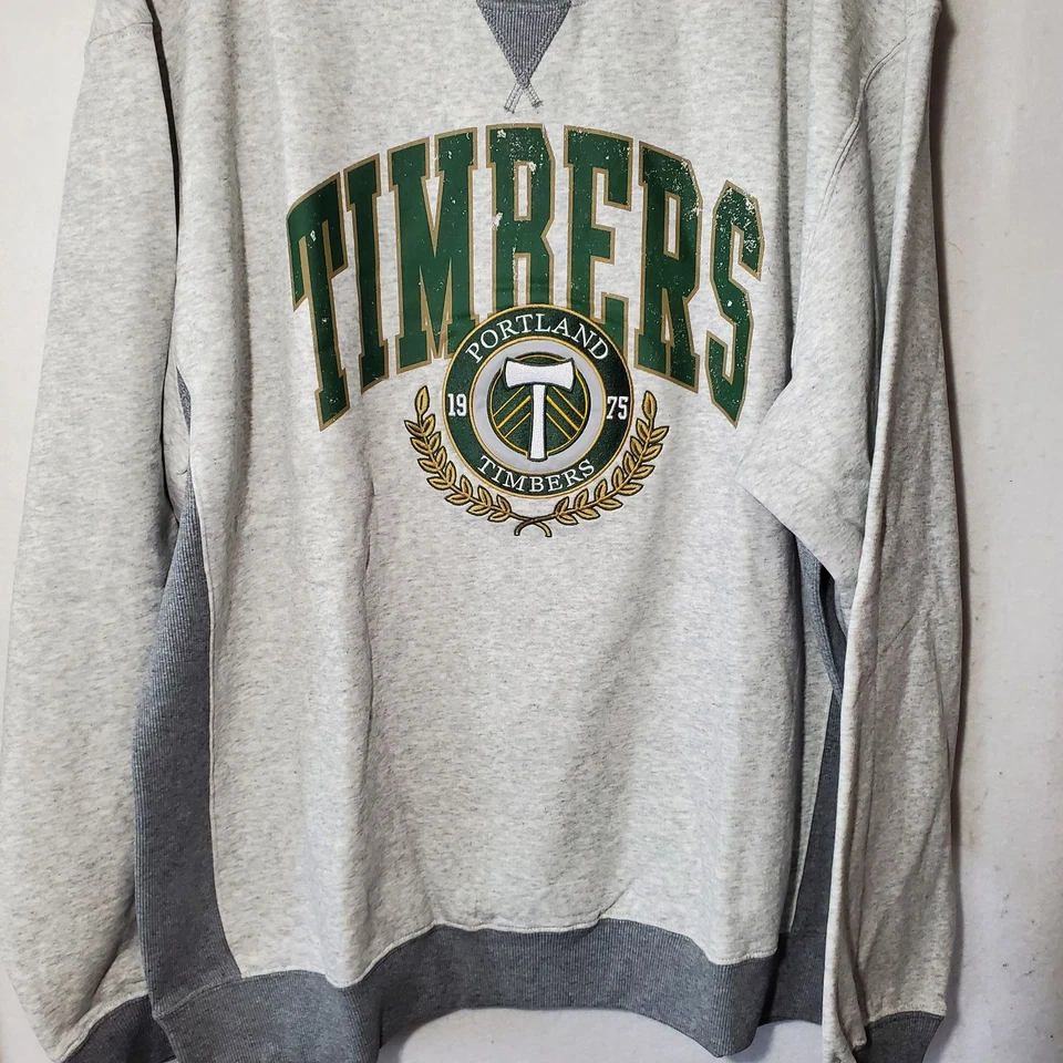 Portland Timbers Sweater Mens XL Gray Green MLS Soccer Crewneck Mitchell Ness - Image 3 of 4
