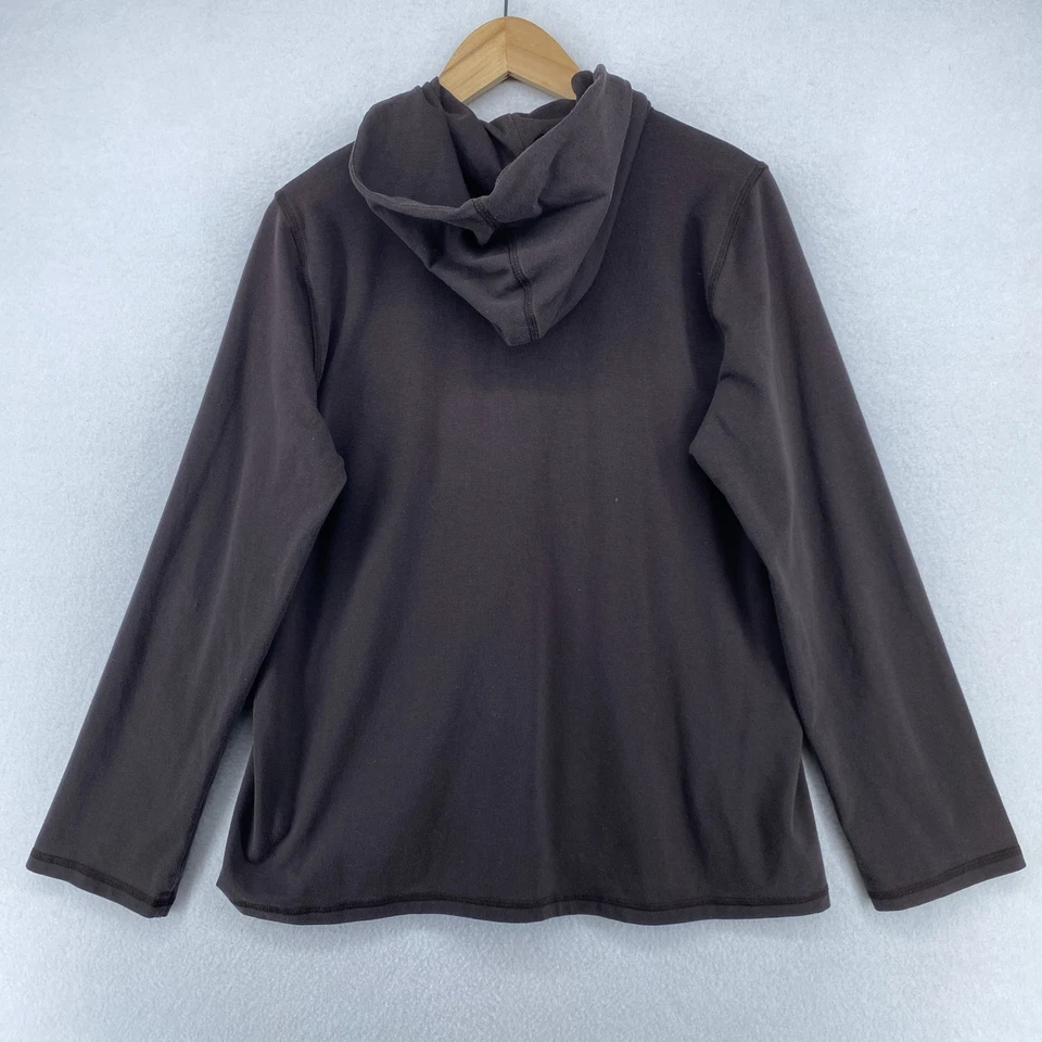 Chaqueta EILEEN FISHER M Algodón Orgánico Elastizado Jersey Sudadera con Capucha Cremallera Completa Gris EE. UU. Foto 2 de 4