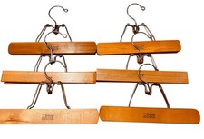 Vintage LOT of 6 SETWELL Like Wood Wooden Clamp 10  Hangers for Pants Skirts