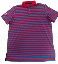 RLX Ralph Lauren Polo Shirt Mens Large Ref Blue Striped Golf Performance