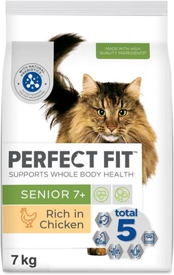 BRANDED 7kg Perfect Fit Advanced Nutrition Senior Complete Dry Cat Food Chicken Biscuits