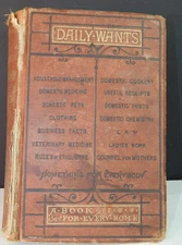 Antique Daily Wants Household Cyclopedia Practical Receipts 1875 A. Hamilton