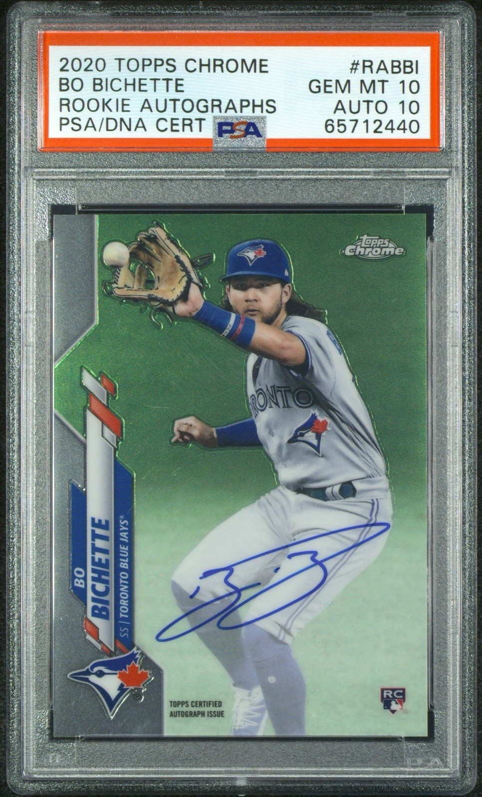 PSA 10 Auto 10 Bo Bichette 2020 Topps Chrome Rookie Autographs RC #RA-BBI POP 10