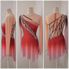 ice figure skating competition dress Gymnastics costume Dress red