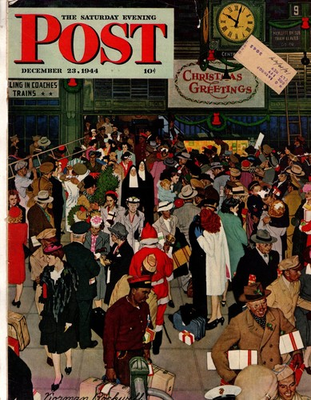 #ad #ad 1944 Saturday Evening Post December 23 Rockwell Train original cover only $50.00
