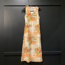 Vintage Tommy Bahama Hawaiian silk floral sleeveless Maxi Midi Dress Sz 2