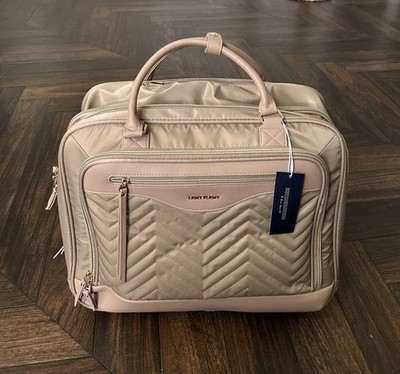 Light Flight 17.3 Inch Rolling Laptop Bag Briefcase w/ Wheels Travel Beige Nwt