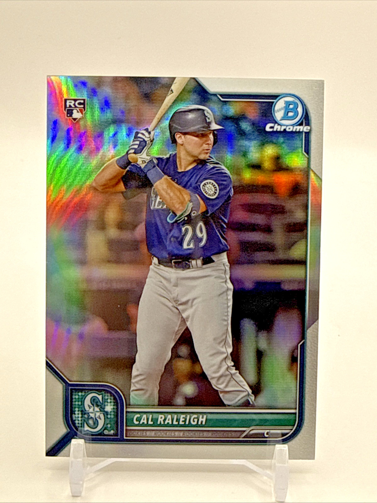 2022 Bowman Chrome #51 Cal Raleigh Refractor /499 Seattle Mariners RC