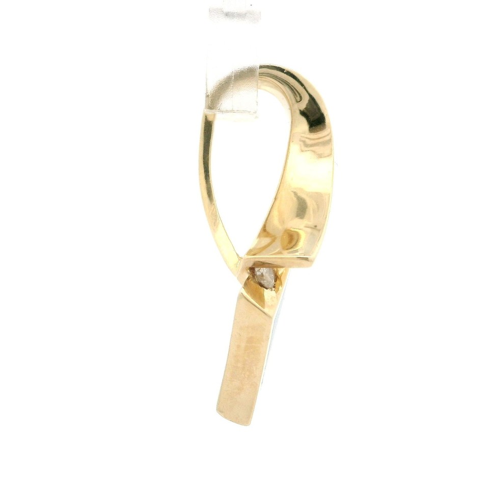 14k Yellow Gold Opal Inlay w/ Channel Diamonds Ribbon Shape Slide ...