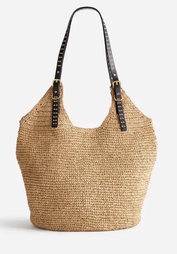 New Madewell Straw Slouch Tote Bag / Madewell Black Zip Card CaseWallet  Leather