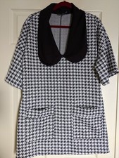 ASOS Design Houndstooth Mini Dress Size 4 Peter Pan Collar Pockets Retro Chic
