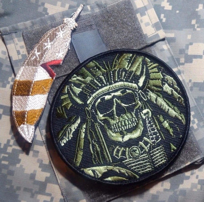 JOINT TASK FORCE JTF SEAL SPECIAL WARFARE ODA vêlkrö 2-PC: CHIEF SKULL + FEATHER