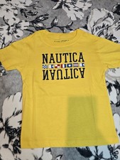 Nautica Boys Yellow Short Sleeve 100 Cotton T-Shirt 3T Crew Neck Logo Casual