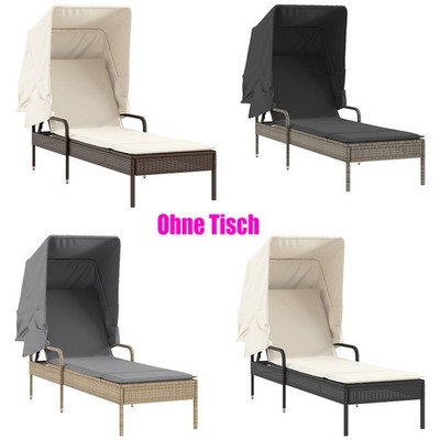 Sonnenliege mit Dach Gartenliege Liegestuhl Relaxliege Strandliege Poly Rattan 