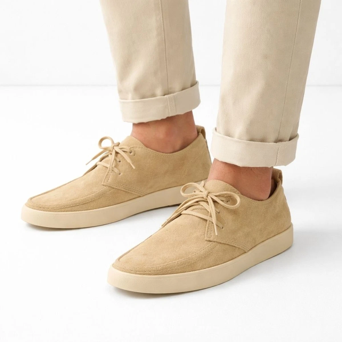 UNTUCKit‎ Mens Brown Suede/Leather Slip-On Loafer Sneakers White Soles S-10.5 CONTRAST-LEATHER-SNEAKER-  main image 4