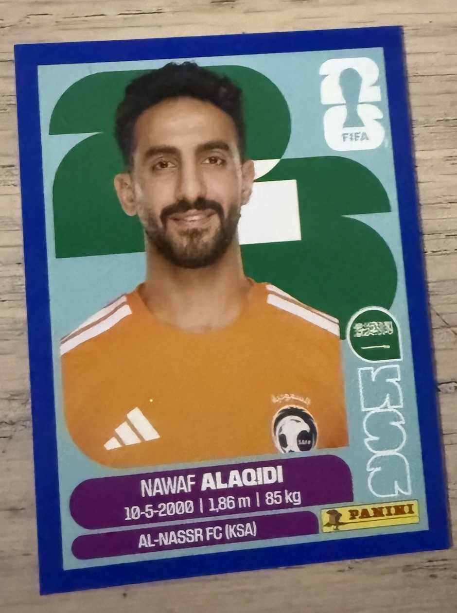 2026 Panini FIFA World Cup Sticker Nawaf Alaqidi Saudi Arabia Blue Border