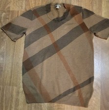 Burberry Brit Tan Nova Check Wool Cashmere Sweater Sz M REPAIR UPCYCLE