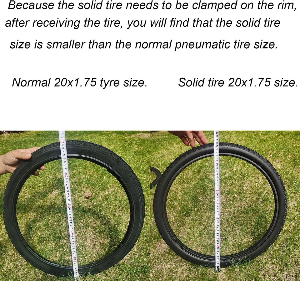 Однотонная велосипедная шина 20x1,75, безвоздушная резиновая шина для 20-дюймовых велосипедов BMX и шоссейных велосипедов - Изображение 4 из 4