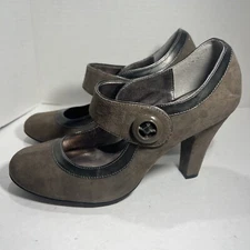 Sofft Eurosoft Bethanie Suede Sage Green Slip On Mary Jane 4” Heel Sz 10M