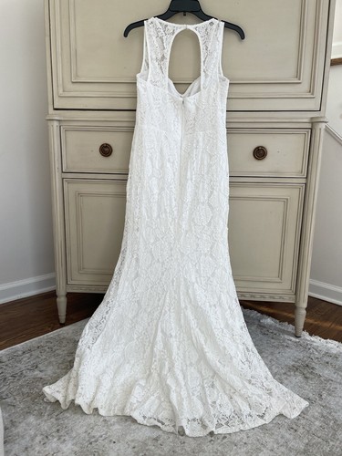 Lulus White Bridal Gown Lace Sweetheart Open Back A Line Medium Beautiful Weddin - Picture 6 of 11