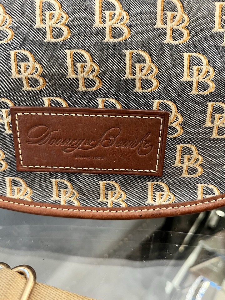 Dooney Bourke Messenger Bag Crossbody Purse Canvas With Leather Trim