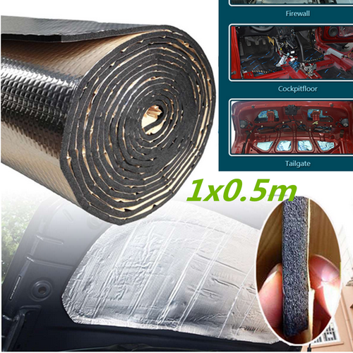 1x0.5m Car Heat Shield Insulation Sound Deadener Mat Firewall Aluminum