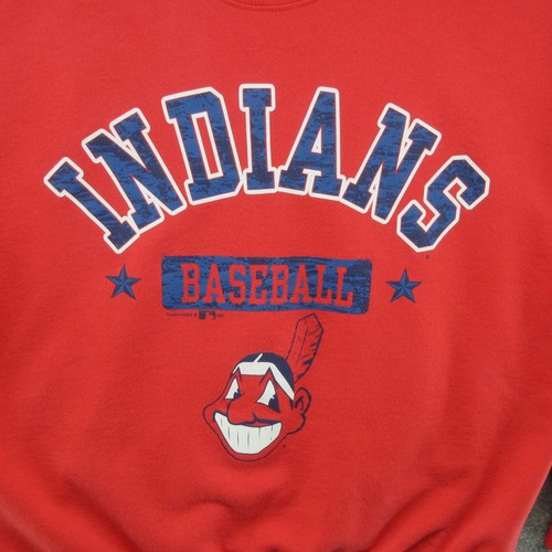 VTG Cleveland Indians Sweatshirt Mens XL Red Chief Wahoo Crew Neck MLB Faded 90s - Picture 3 of 18