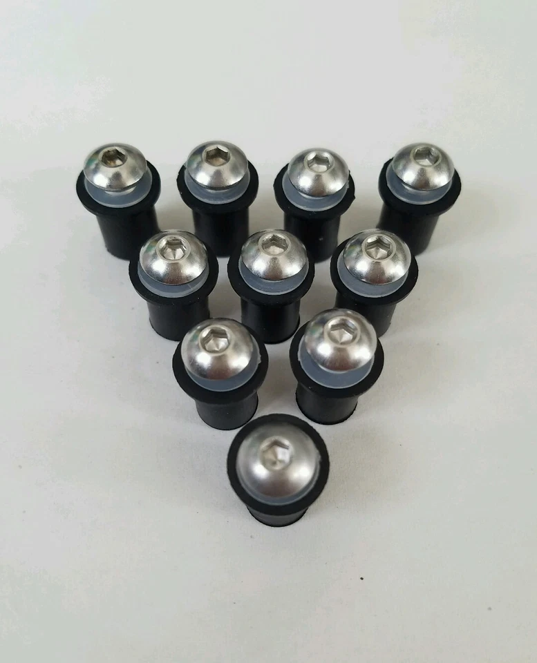 10 Tuercas de Goma para Pozo y Pernos de Acero Inoxidable Carenado Pantalla Motocicleta Bicicleta M5 5mm Foto 2 de 3