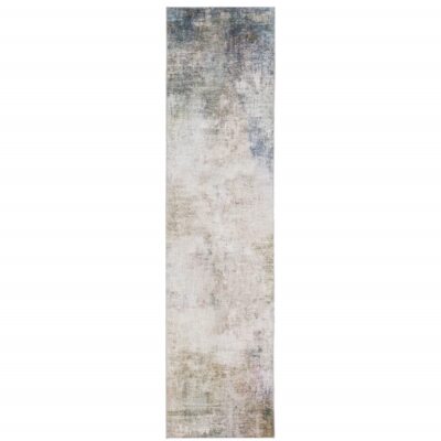 0.6m X 2.4m Beige Blau Grau Grün Braunes Und Lila Abstrakt Power Webstuhl Fleck