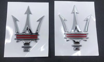 2x Chrome For Maserati Ghibli Grecale Quattroporte Levante MC20 RH & LH Trident/
