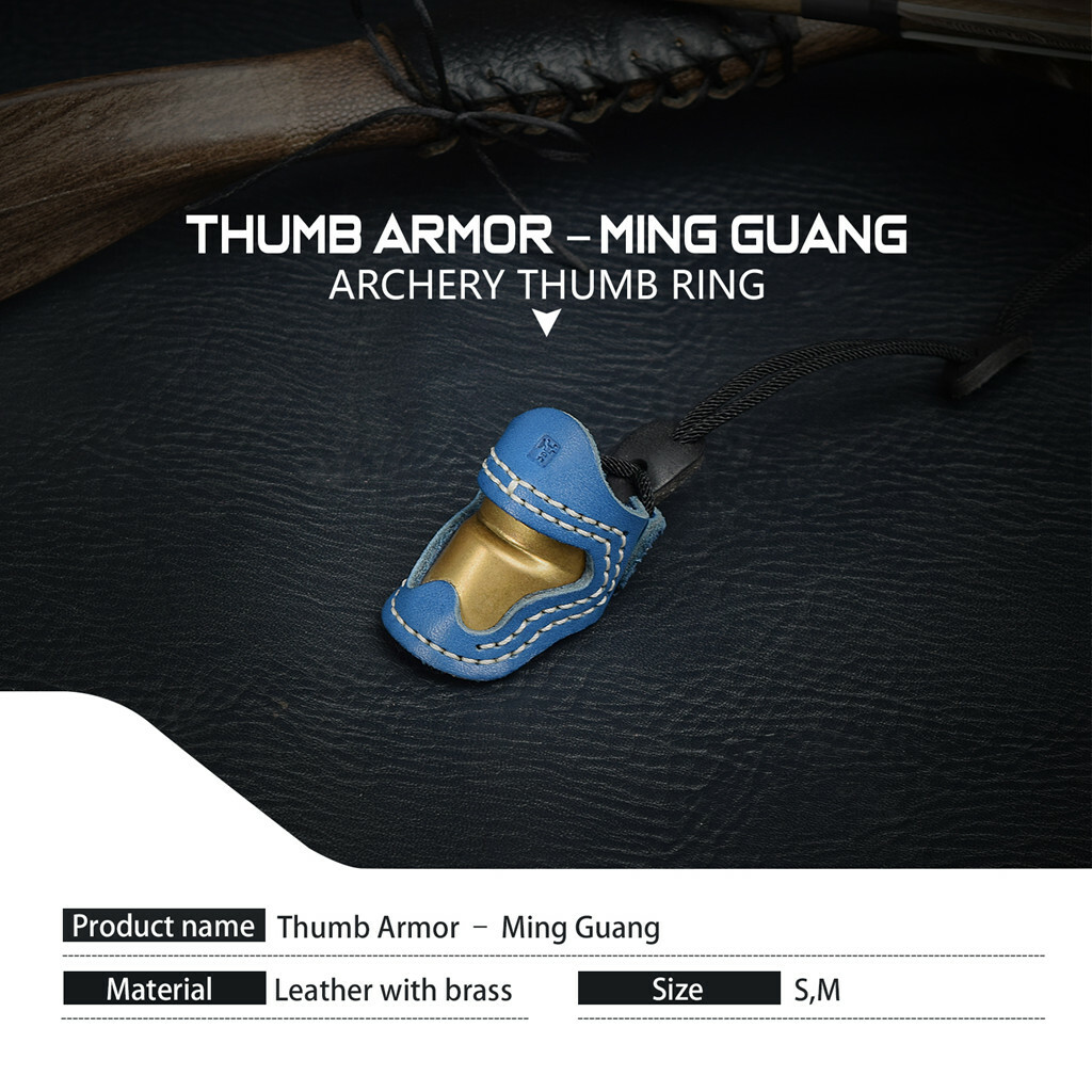Archery Thumb Ring Soft Leather Finger Guard Protector for Recurve Bow Blue