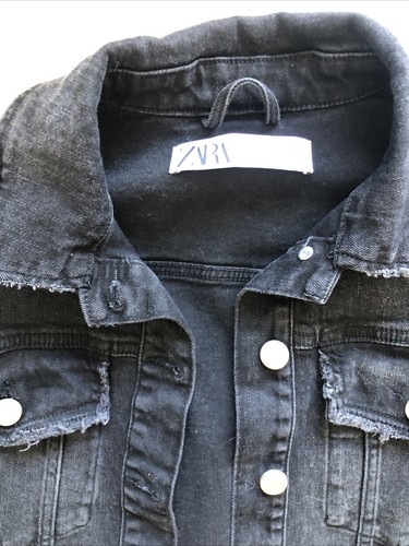 Black Denim Jacket Size 10 /12 Woman’s Zara - Picture 2 of 4