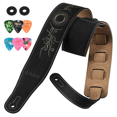 LEKATO Guitar Strap  2.5  Wide Soft Suede Bass Guitar Straps Holder LGS-10