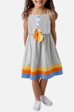 Jona Michelle Girls Sundress Grey White Stripe 6 NWT