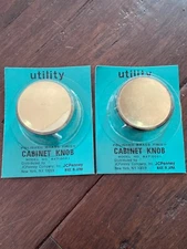 VTG Lot Of 2 Mid Century Style House Concave Polished Brass Knob Pull 1.5"