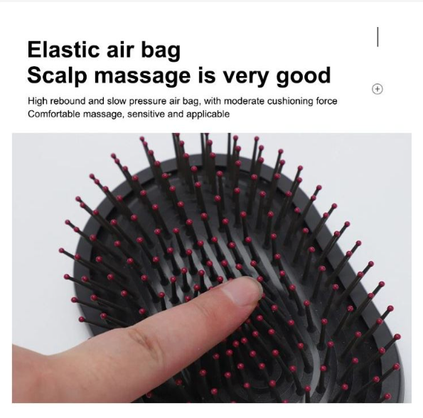 Woman Black Comb Detangling Brush Wet/Dry Hair Cushioning Force Deep