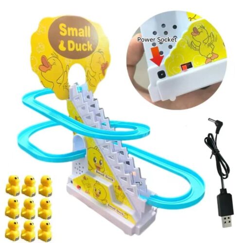 9 Electric Small Ducks Climbing  Stairs Trackwith Flashing Lights & Music On/Off - Picture 1 of 8