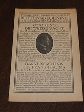 antiquar. Verzeichnis der Literarischen Anstalt R&uuml;tten&Loening  1911-1912