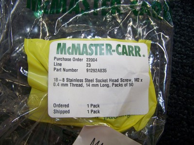 Lot of 50 McMaster-Carr 18-8 SS Socket Head Screw M2 x 0.4 mm Thread 14mm Long