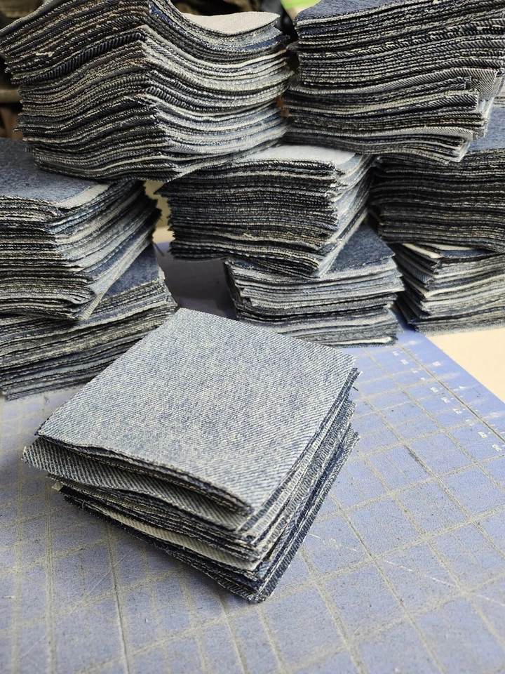 Denim Blue Jean Fabric Squares 4" x 4" Lot of 50 Cut Cotton Quilting Crafts - Image 2 of 2