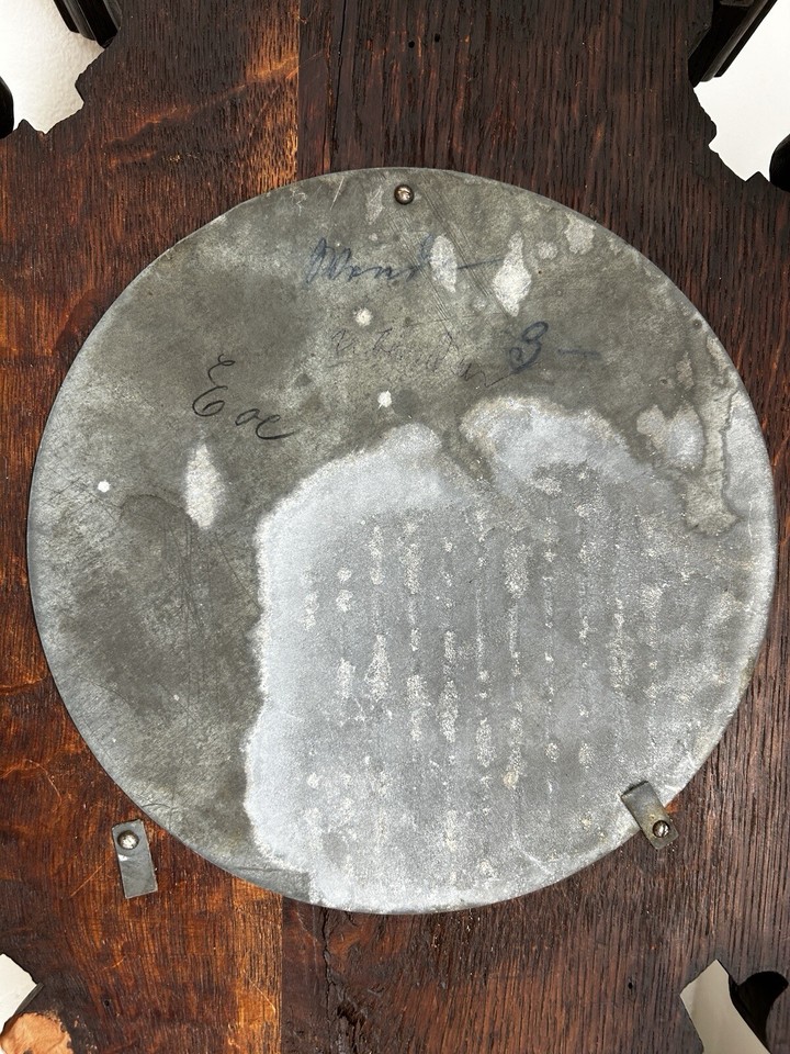 Antique Wall Clock German Or French ? Bronze Cherub Carved Wood 19th