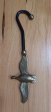 VINTAGE  Brass Flying Mallard Fireplace Flue Damper Pull/Hanger/Closer/Hook 11"