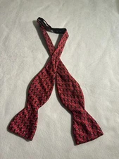 The Black Dog Red Dog Print Bow Tie 100% Silk