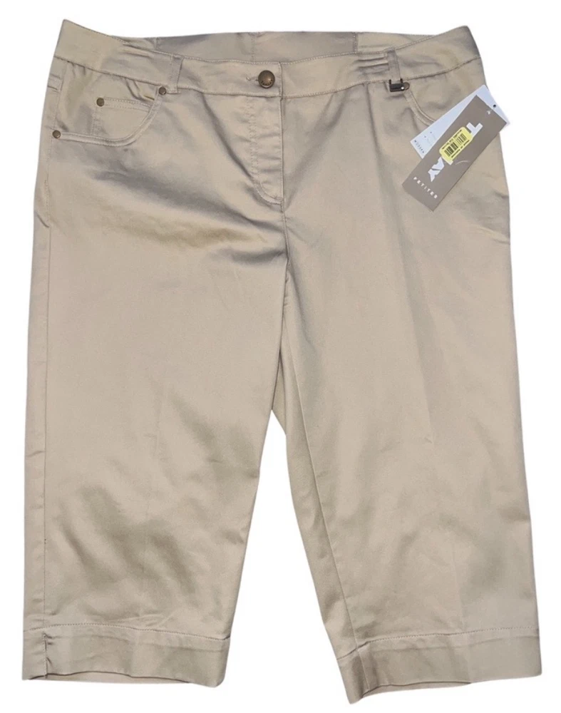 Tan Jay NWT Women Petite Sz 12P Khaki Capris Crop