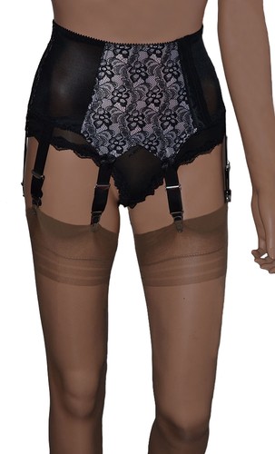 6 Strap Suspender Belt Retro/Vintage Style Side Fastening Black/White Size S-XXL - 第 8/14 張圖片
